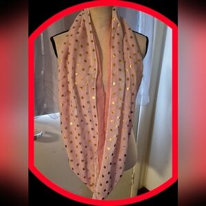 H.E R. Accesories Pink Gold Foil Metallic Polka Dot Infinity Scarf -Reversable